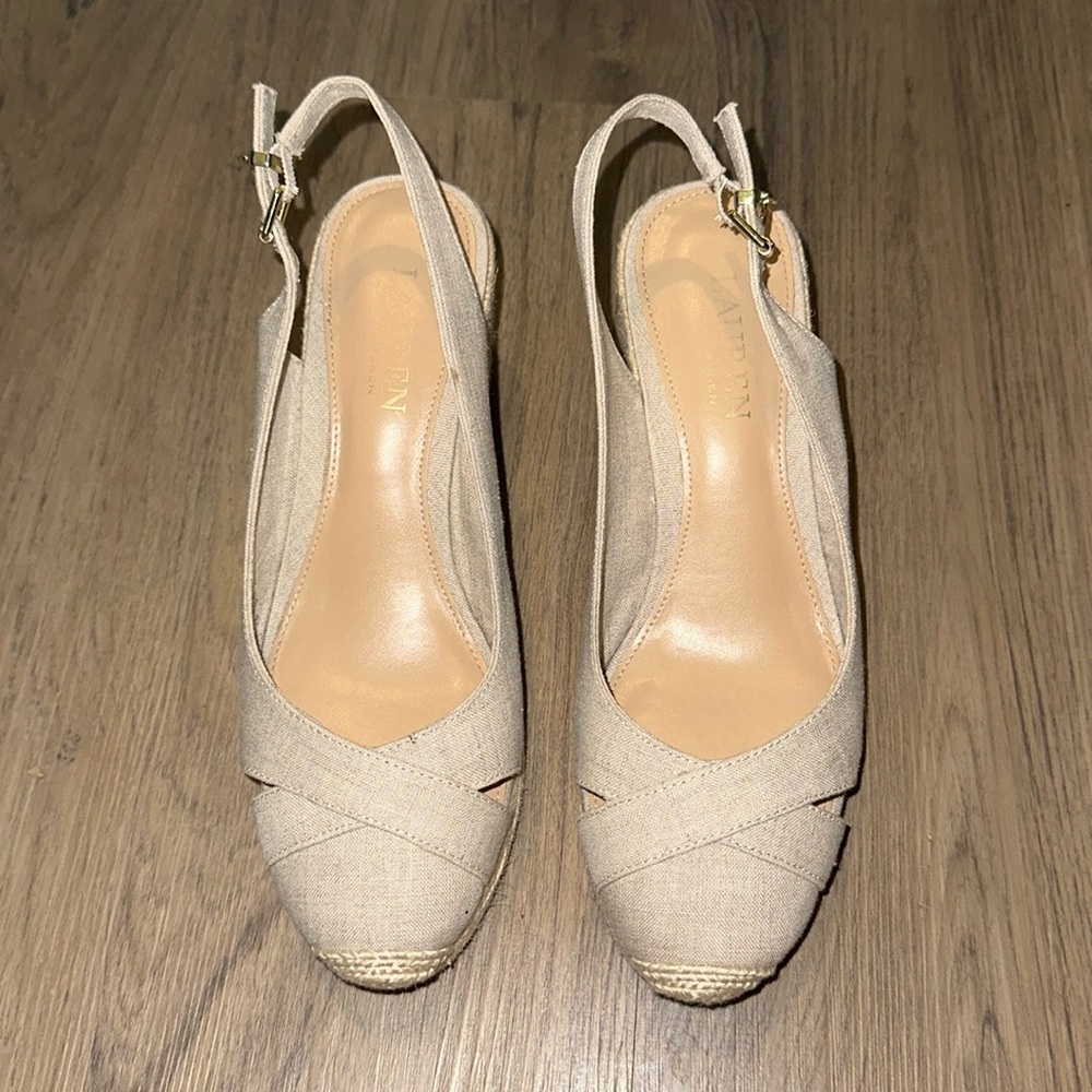 Lauren Ralph Lauren Hadly Light Tan Wedges Sz 7